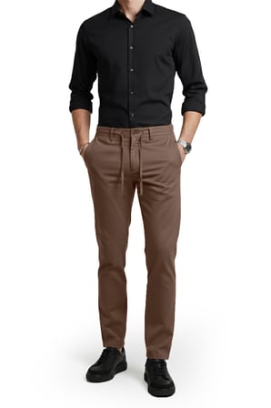 RizzUP Erkek Kahve Esnek Kumaş Slim Fit Beli Lastikli Günlük Spor Pantolon 2601070