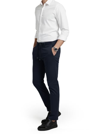 RizzUP Erkek Lacivert Esnek Kumaş Slim Fit Beli Lastikli Günlük Spor Pantolon 2601070