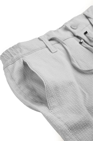 RizzUP Erkek Gri Likralı Gofre Kumaş Beli Lastikli İpli Slim Fit Günlük Pantolon 2600650