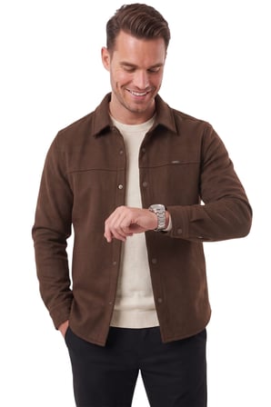 RizzUP Erkek Regular Fit Likralı Kahve Kaşe Ceket – Yumuşak Dokulu Çıtçıtlı Cepsiz 2600760