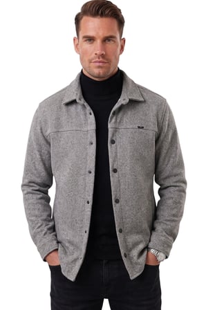 RizzUP Erkek Regular Fit Likralı Gri Kaşe Ceket – Yumuşak Dokulu Çıtçıtlı Cepsiz 2600760