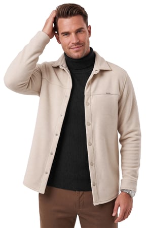 RizzUP Erkek Regular Fit Likralı Krem Kaşe Ceket – Yumuşak Dokulu Çıtçıtlı Cepsiz 2600760