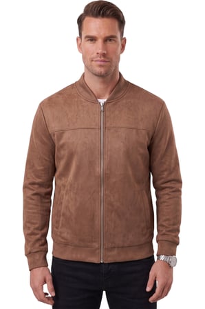RizzUP Erkek Slim Fit Likralı Kahve Süet Ceket – Kırışmayan Ütü Gerektirmeyen Mevsimlik Mont 2504334