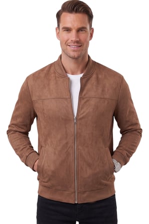 RizzUP Erkek Slim Fit Likralı Kahve Süet Ceket – Kırışmayan Ütü Gerektirmeyen Mevsimlik Mont 2504334