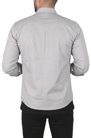 RizzUP Erkek Açık Gri Büyük Beden Seçenekli Likralı Gabardin Spor Gömlek – Dar Kalıp Çıt Çıt Kapamalı 2500423