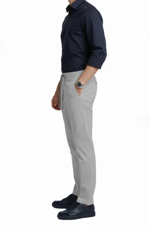 RizzUP Erkek Gri Esnek Kumaş Slim Fit Beli Lastikli Günlük Spor Pantolon 2601070