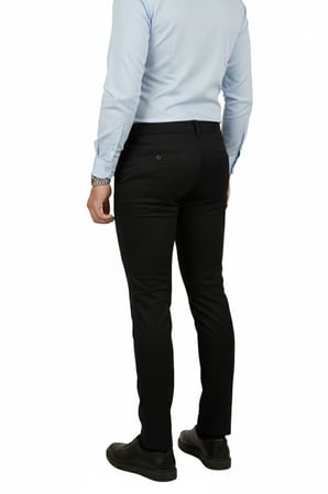 RizzUP Siyah Dar Kesim Beli Lastikli Çizgi Dokulu Likralı Erkek Pantolon – Şık & Konforlu Tasarım 2600700