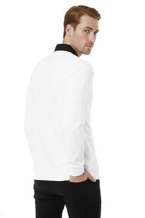 RizzUP Erkek Beyaz Relax Fit İçi Polarlı Polo Yaka Sweatshirt – Pamuklu Kalın Sweatshirt 2600762