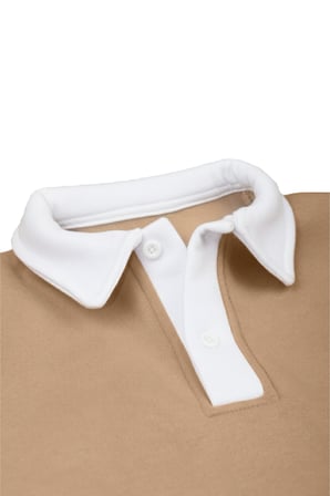 RizzUP Erkek Camel Relax Fit İçi Polarlı Polo Yaka Sweatshirt – Pamuklu Kalın Sweatshirt 2600762