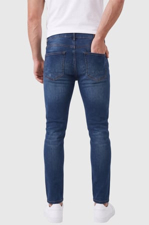 RizzUP Erkek Slim Fit Dar Kesim Likralı Koyu Lacivert Kot Pantolon – Dar Paça İnce Esnek Jean 2608306