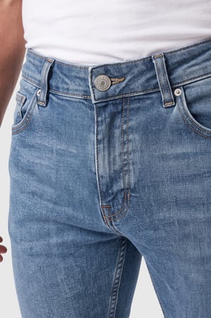 RizzUP Erkek Slim Fit %98 Pamuk Likralı Taşlanmış Mavi Jean – Esnek Dar Paça Kot Pantolon 2608303