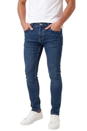 RizzUP Erkek Slim Fit %98 Pamuk Likralı Taşlanmış Lacivert Jean – Esnek Dar Paça Kot Pantolon 2608303