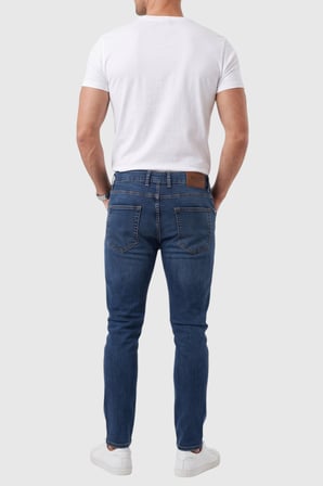 RizzUP Erkek Slim Fit %98 Pamuk Likralı Taşlanmış Lacivert Jean – Esnek Dar Paça Kot Pantolon 2608303