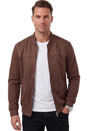 RizzUP Erkek Slim Fit Likralı Koyu Kahve Süet Ceket – Kırışmayan Ütü Gerektirmeyen Mevsimlik Mont 2504334