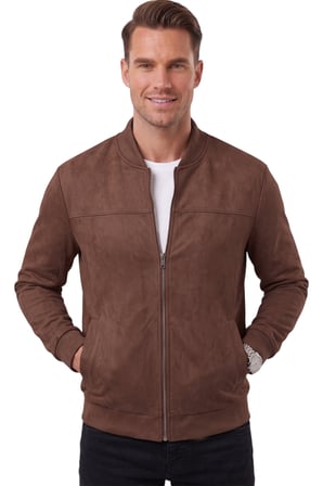 RizzUP Erkek Slim Fit Likralı Koyu Kahve Süet Ceket – Kırışmayan Ütü Gerektirmeyen Mevsimlik Mont 2504334