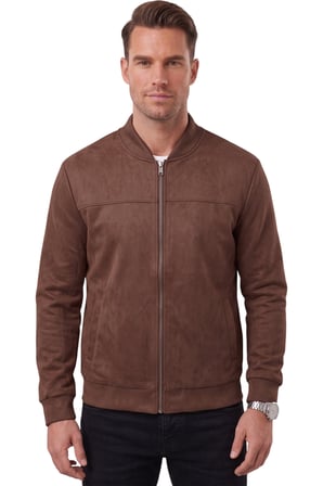 RizzUP Erkek Slim Fit Likralı Koyu Kahve Süet Ceket – Kırışmayan Ütü Gerektirmeyen Mevsimlik Mont 2504334