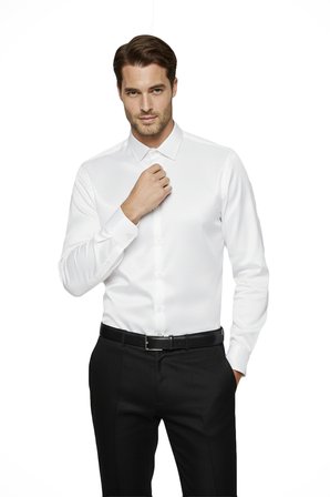 RizzUP Beyaz Slim Fit Erkek Gömlek Kolay Ütülenen Nefes Alan Kumaş, Dört Mevsim Şıklık 2608515