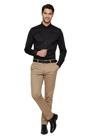 RizzUP Siyah Slim Fit Erkek Gömlek Kolay Ütülenen Nefes Alan Kumaş, Dört Mevsim Şıklık 2608515
