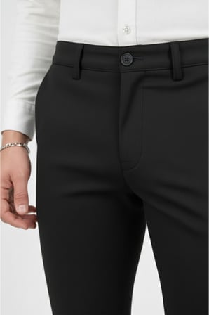 RizzUP Erkek Siyah Modern Fit Likralı Kumaş Pantolon Günlük & Ofis Kullanımı 2602020