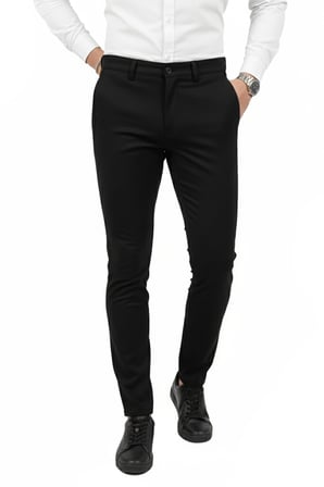 RizzUP Erkek Siyah Modern Fit Likralı Kumaş Pantolon Günlük & Ofis Kullanımı 2602020