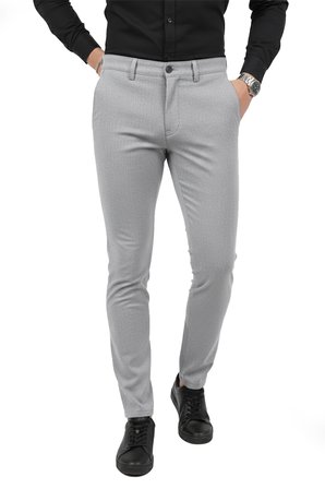 RizzUP Erkek Gri Modern Fit Likralı Kumaş Pantolon Günlük & Ofis Kullanımı 2602020