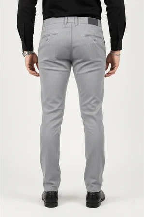 RizzUP Erkek Gri Modern Fit Likralı Kumaş Pantolon Günlük & Ofis Kullanımı 2602020