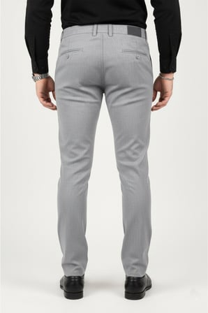RizzUP Erkek Gri Modern Fit Likralı Kumaş Pantolon Günlük & Ofis Kullanımı 2602020