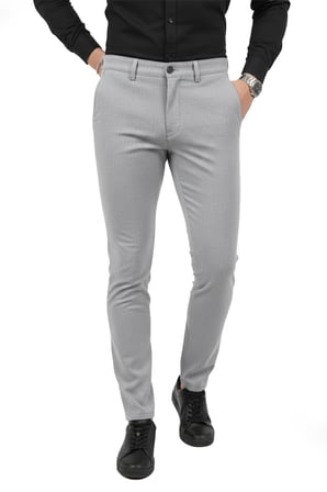 RizzUP Erkek Gri Modern Fit Likralı Kumaş Pantolon Günlük & Ofis Kullanımı 2602020