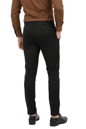 RizzUP Erkek Siyah Likralı Beli Lastikli & İpli Dar Kesim Şık Kumaş Pantolon 2600572