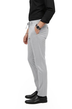 RizzUP Erkek Gri Likralı Beli Lastikli & İpli Dar Kesim Şık Kumaş Pantolon 2600572