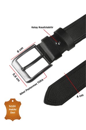 RizzUP Siyah %100 Hakiki Deri Kot Kemeri – Kenarları Desenli – Kısaltılabilir Erkek Deri Kemer 2602666