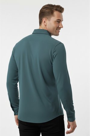 RizzUP Yeşil Slim Fit Örme Kumaş Likralı Erkek Gömlek – Nefes Alan Esnek ve Modern Tasarım 2602604
