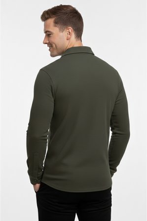 RizzUP Haki Slim Fit Örme Kumaş Likralı Erkek Gömlek – Nefes Alan Esnek ve Modern Tasarım 2602604
