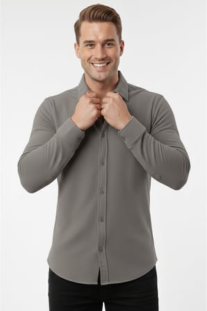 RizzUP Toprak Slim Fit Örme Kumaş Likralı Erkek Gömlek – Nefes Alan Esnek ve Modern Tasarım 2602604