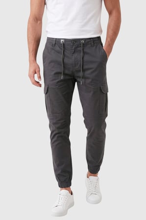 RizzUP Erkek Slim Fit Likralı Füme Kargo Cepli Jogger Pantolon – İpli Bel Lastikli Paça 2600589