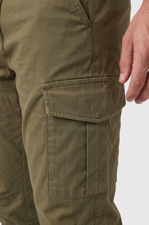 RizzUP Erkek Slim Fit Likralı Haki Kargo Cepli Jogger Pantolon – İpli Bel Lastikli Paça 2600589