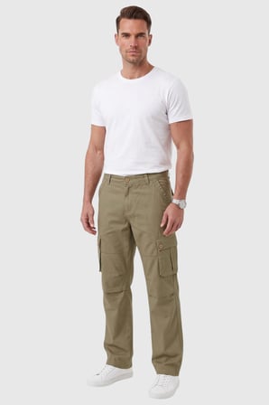 RizzUP Erkek Relaxed Fit Bol Kesim Likralı Yeşil Outdoor Kargo Pantolon – Çok Cepli Geniş Paça 1705421