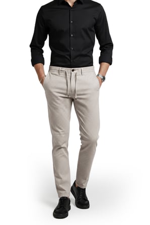RizzUP Erkek Vizon Likralı Gofre Kumaş Beli Lastikli İpli Slim Fit Günlük Pantolon 2600650