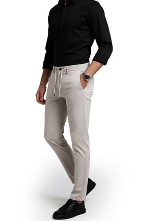 RizzUP Erkek Vizon Likralı Gofre Kumaş Beli Lastikli İpli Slim Fit Günlük Pantolon 2600650