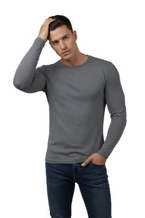 RizzUP Antrasit Dar Kalıp Likralı %90 Pamuk Erkek Sweatshirt – Vücuda Oturan İnce Penye Sweat 2300423
