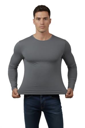 RizzUP Antrasit Dar Kalıp Likralı %90 Pamuk Erkek Sweatshirt – Vücuda Oturan İnce Penye Sweat 2300423