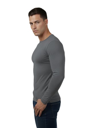 RizzUP Antrasit Dar Kalıp Likralı %90 Pamuk Erkek Sweatshirt – Vücuda Oturan İnce Penye Sweat 2300423