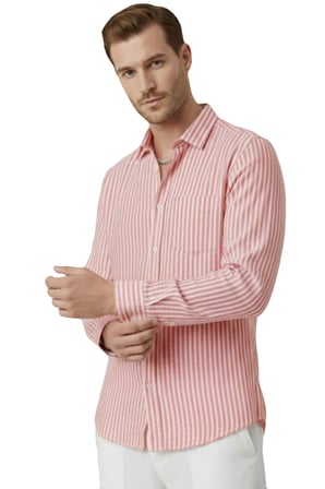 RizzUP Kırmızı Slim Fit %100 Pamuk Çizgili Erkek Gömlek – Cepli Yazlık Yeni Sezon Gömlek 2602627