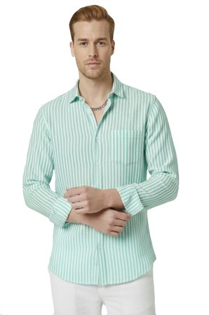 RizzUP Yeşil Slim Fit %100 Pamuk Çizgili Erkek Gömlek – Cepli Yazlık Yeni Sezon Gömlek 2602627