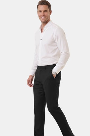 RizzUP Beyaz Slim Fit Kolay Ütülenebilir Açık Dik Yaka Likralı Erkek Gömlek 2602615