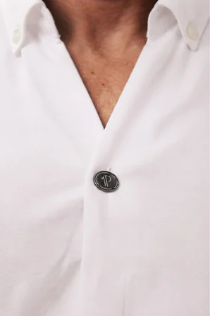 RizzUP Beyaz Slim Fit Kolay Ütülenebilir Açık Dik Yaka Likralı Erkek Gömlek 2602615