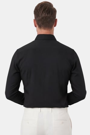 RizzUP Siyah Slim Fit Kolay Ütülenebilir Açık Dik Yaka Likralı Erkek Gömlek 2602615
