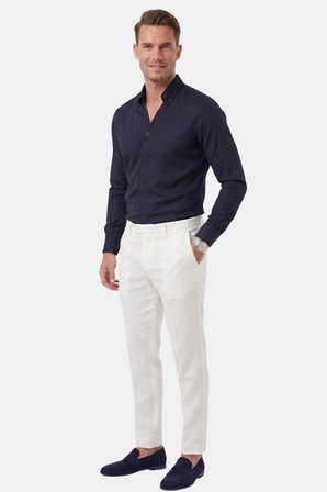 RizzUP Lacivert Slim Fit Kolay Ütülenebilir Açık Dik Yaka Likralı Erkek Gömlek 2602615
