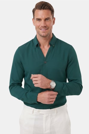 RizzUP Yeşil Slim Fit Kolay Ütülenebilir Açık Dik Yaka Likralı Erkek Gömlek 2602615