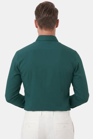 RizzUP Yeşil Slim Fit Kolay Ütülenebilir Açık Dik Yaka Likralı Erkek Gömlek 2602615